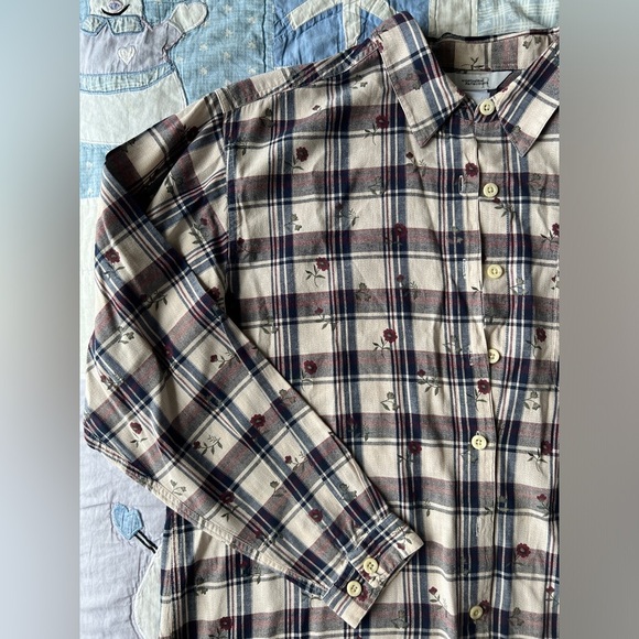 Northern Reflections Womens Cabin Core Floral Plaid Button Up Shirt Country M - Picture 3 of 10